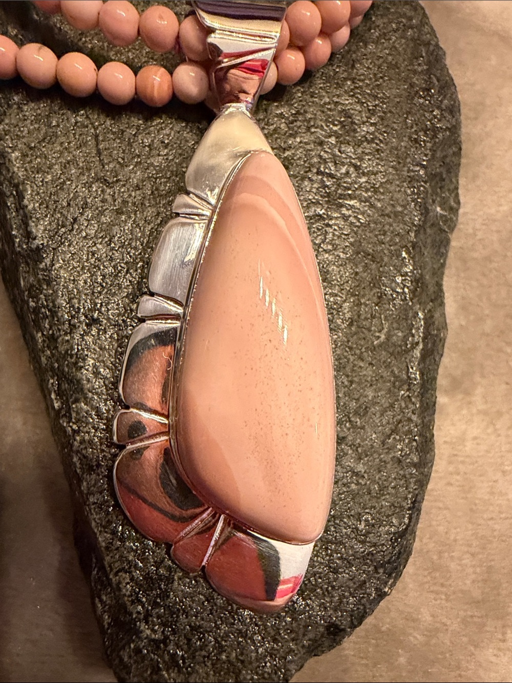 ✨ Jay King Pink Coral Pendant Necklace – Sterling Silver – Beaded Strand ✨ 226 - Picture 2 of 6